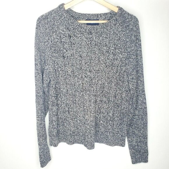 Lands End Drifter Sweater Size Large Petite Black Marled - Picture 1 of 5